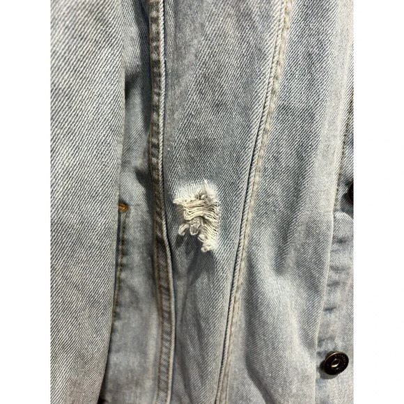 Trademark Brooklyn Cloth Denim Jean Jacket size Large Light Wash Distressed - Picture 3 of 11
